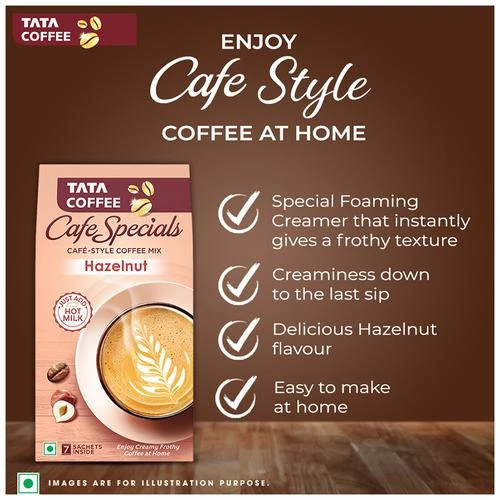 Tata Coffee Cafe Specials Cafe-Style Coffee Mix - Creamy & Frothy Coffee, 14.5 g (7 Sachets x 14.5 g Each)-6.webp